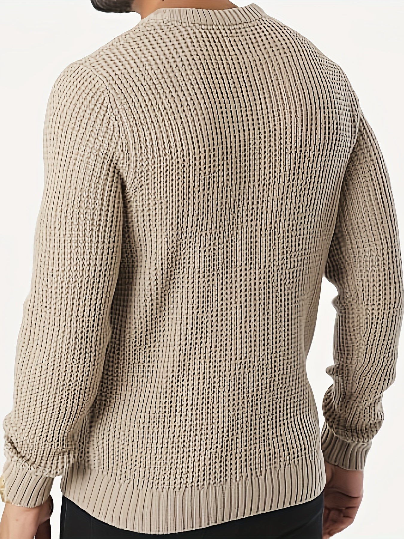 Pull Tricoté à Texture Gaufrée avec Col Rond pour Hommes | Idéal pour la Mi-Saison