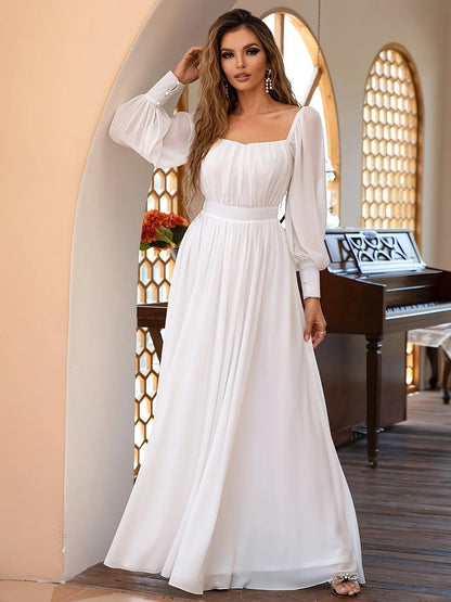 Robe Longue Blanche avec Manches Longues pour Femme | Idéale pour les Soirées d'Été ou Événements