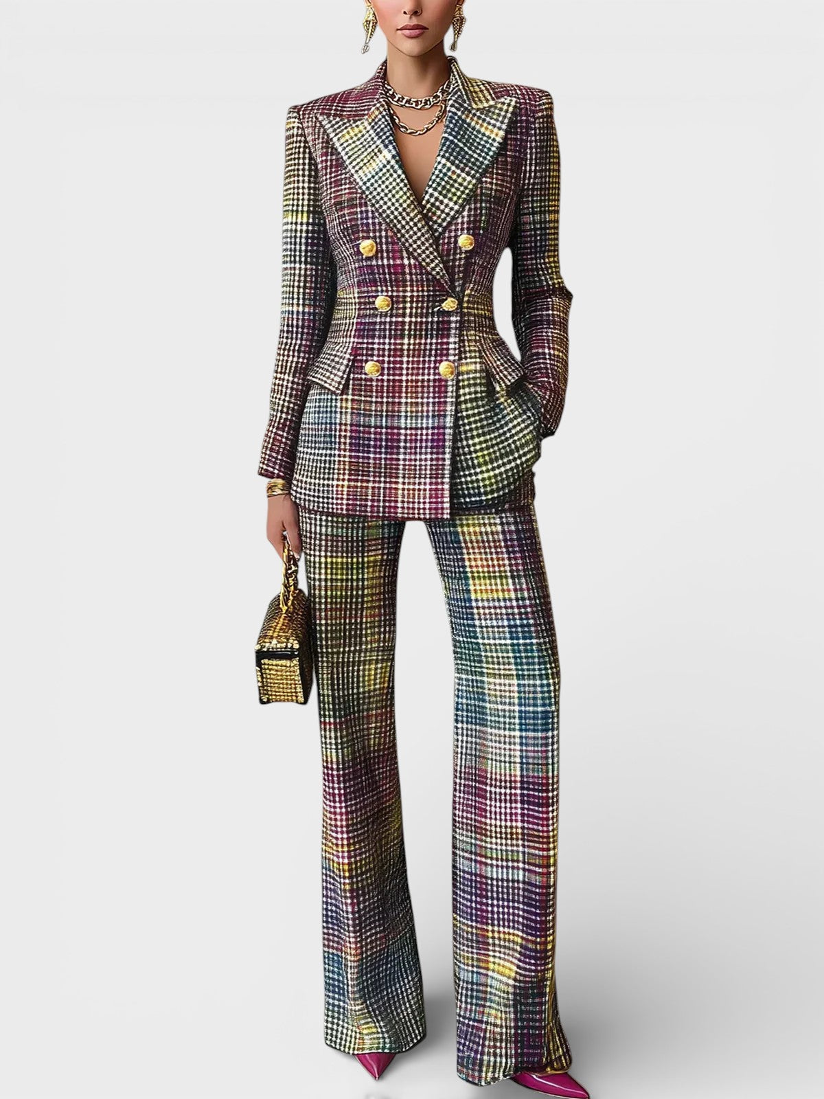 Ensemble Deux Pièces Avec Blazer Structuré Et Pantalon Pour Femmes | Idéal Pour Bureau Et Sorties