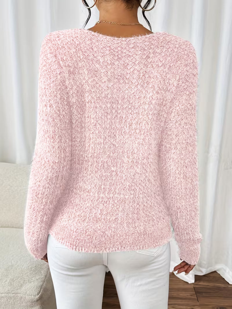 Pull à Col V avec Coupe Ample pour Femme | Idéal pour Usage Quotidien et Mi-Saison