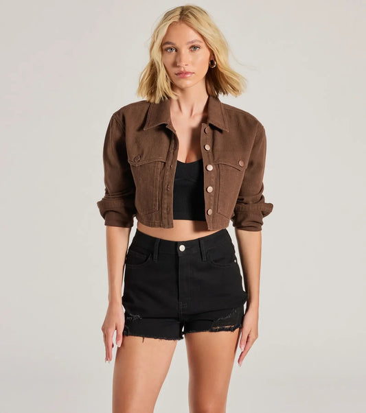 Veste Courte avec Manches Longues Et Poches pour Femme | Idéale pour Les Occasions Décontractées