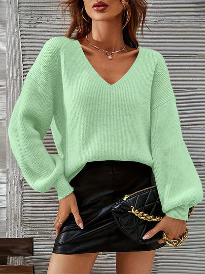 Pull À Col V Avec Coupe Ample Et Épaules Tombantes Pour Femme | Idéal Pour Toutes Les Saisons