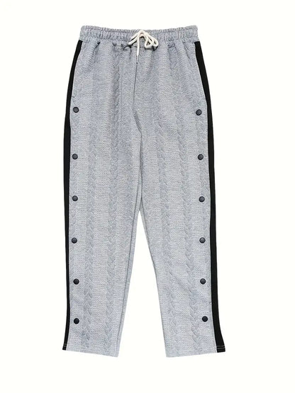 Pantalon Large avec Boutons Latéraux et Taille à Cordon pour Homme | Idéal pour un Usage Quotidien