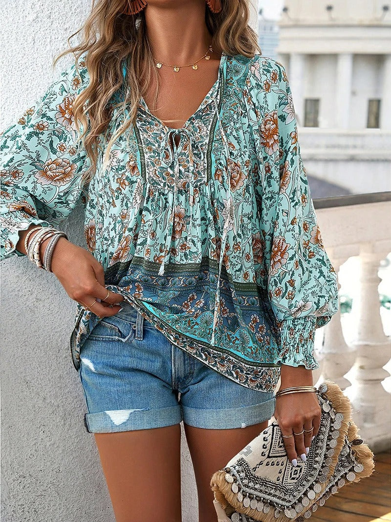 Blouse à Manches Chauve-Souris avec Imprimé Floral pour Femmes | Idéal pour l’Été