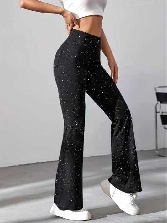 Pantalon Évasé à Finition Brillante pour Femme | Idéal pour les Soirées et les Événements Spéciaux