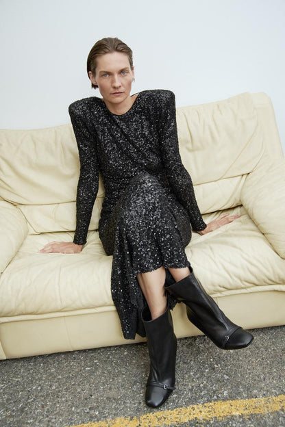 Robe Maxi Avec Dos Ouvert Et Détails À Paillettes Pour Femme | Idéale Pour Les Galas Et Soirées