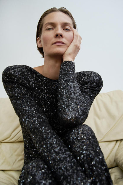 Robe Maxi Avec Dos Ouvert Et Détails À Paillettes Pour Femme | Idéale Pour Les Galas Et Soirées
