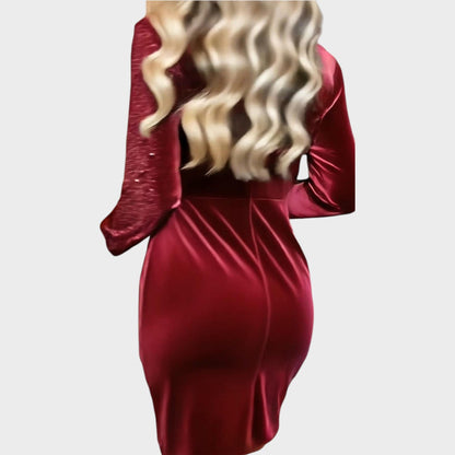 Robe Midi À Col V Croisé Avec Manches Longues Pour Femme | Idéal Pour Usage Quotidien Et Occasions