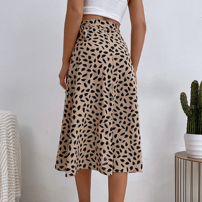 Jupe Midi Taille Haute À Imprimé Animalier Avec Oversize Et Volants Pour Femme | Idéale Pour Le Quotidien Et Les Sorties Planifiées