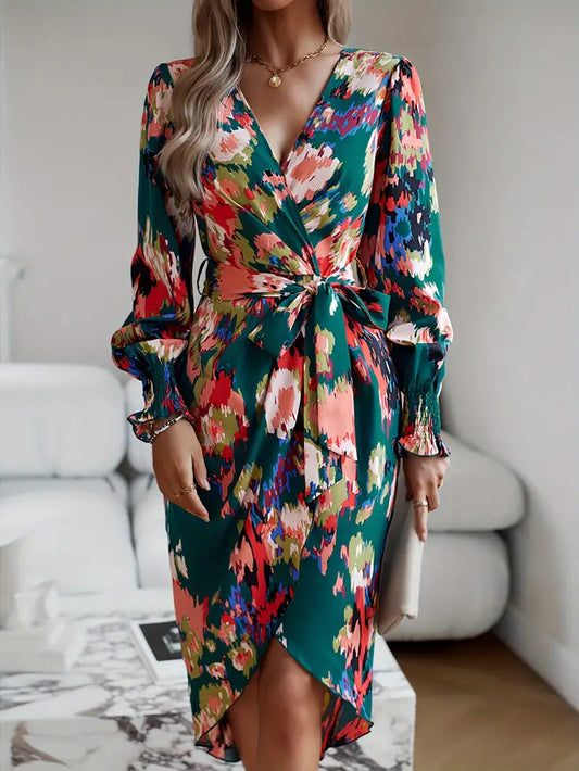 Robe Avec Manches Gigot Volumineuses Et Col En V Pour Femme | Idéale Pour Événements Et Occasions Spéciales