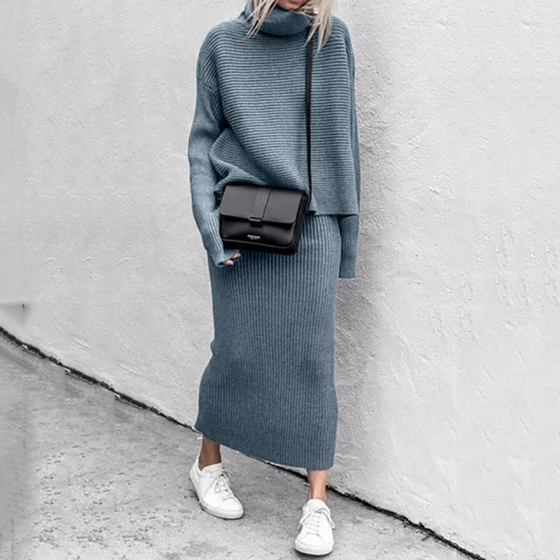 Ensemble Deux Pièces en Maille Côtelée avec Pull Oversize pour Femme | Idéal pour la Mi-Saison