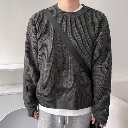 Pull En Maille À Coupe Relaxée Avec Texture Côtelée Pour Hommes | Idéal Pour Un Usage Quotidien