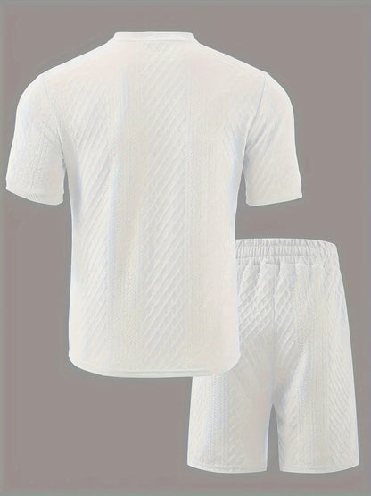 Ensemble Deux Pièces Texturé avec Col Mao pour Homme | Idéal pour Sorties Décontractées