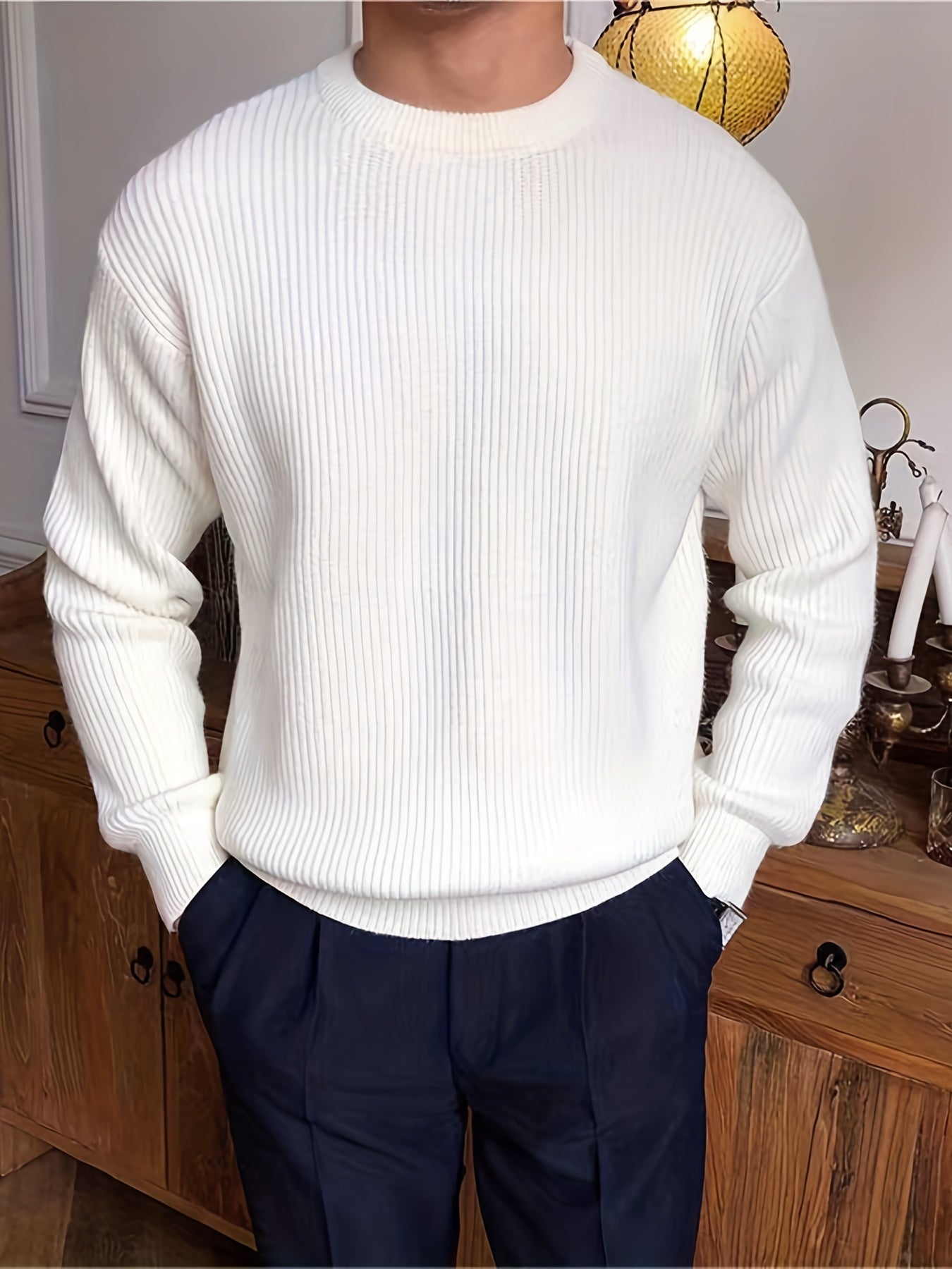 Pull En Maille À Motif Câblé Avec Coupe Ajustée Pour Homme | Idéal Pour L’Automne Et Le Quotidien