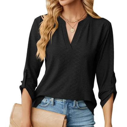 Blouse Blanche à Détails Texturés avec Coupe Droite pour Femme | Idéale pour le Travail ou les Sorties