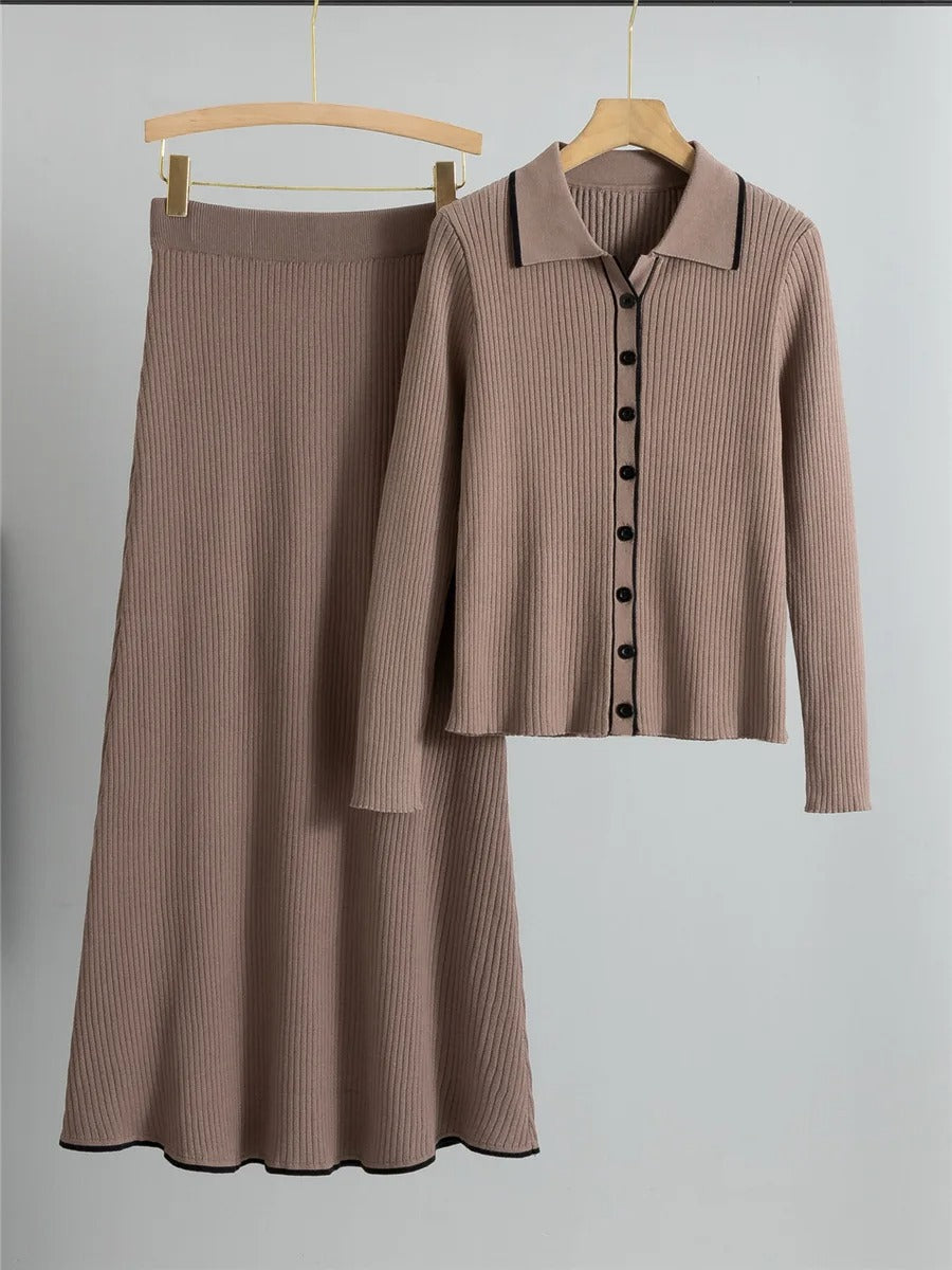 Ensemble Deux Pièces Cardigan Et Jupe Pour Femme | Idéal Pour Usage Quotidien Et Saisonnier