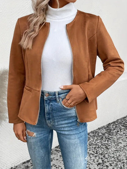Veste Avec Fermeture Zippée Et Coupe Structurée Pour Femmes | Idéal Pour Les Saisons De Transition