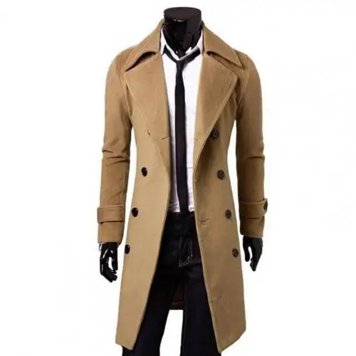 Trench-Coat Homme À Double Boutonnage Avec Ceinture Ajustable | Idéal Pour La Mi-Saison Et Un Usage Quotidien