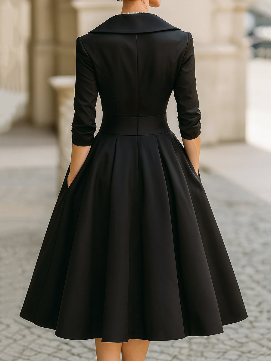 Robe Midi Avec Corsage Ajusté Et Jupe Évasée Pour Femme | Idéale Pour Les Soirées Et Événements