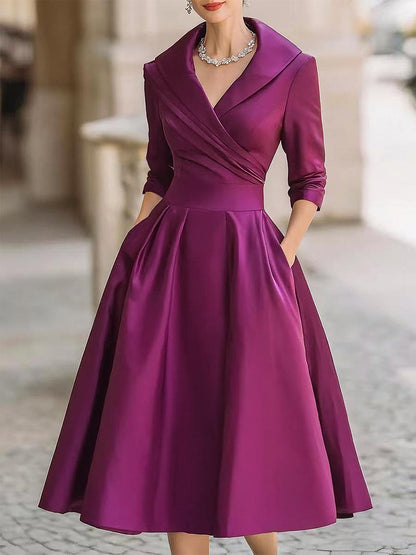 Robe Midi Avec Corsage Ajusté Et Jupe Évasée Pour Femme | Idéale Pour Les Soirées Et Événements
