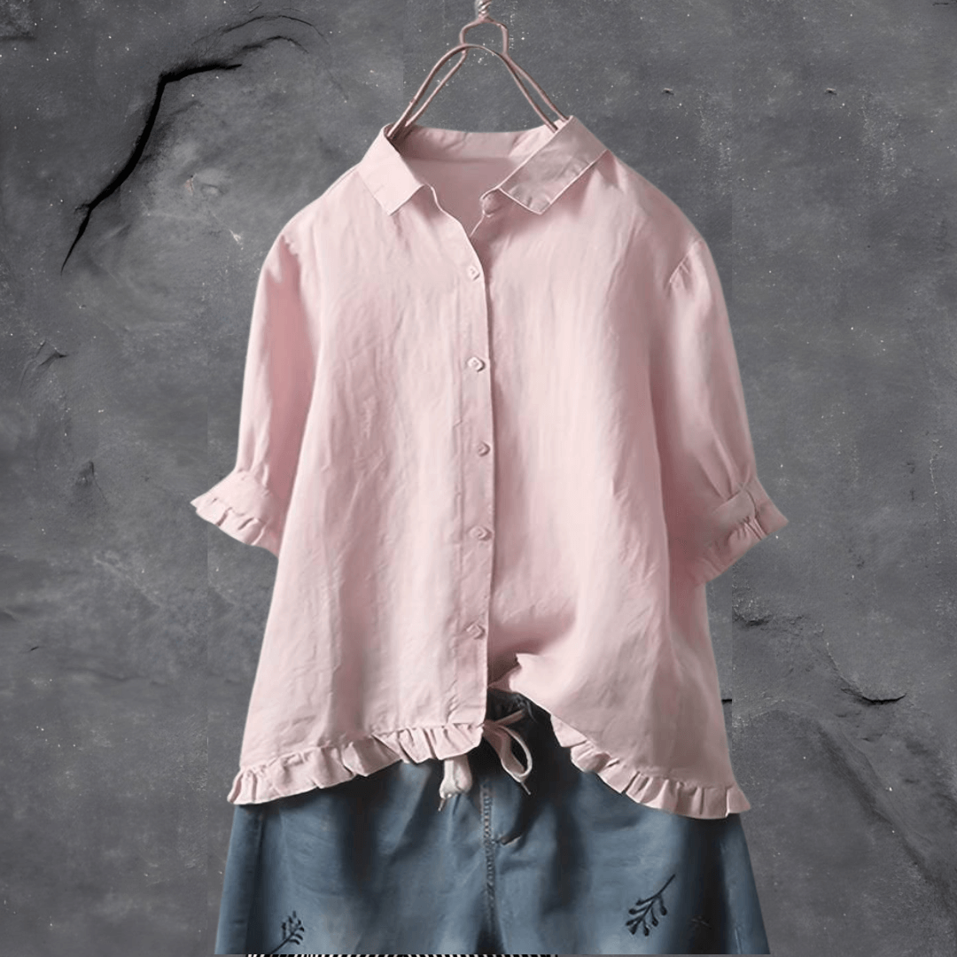 Blouse avec Manches Trois-Quarts Bouffantes et Ourlet Asymétrique pour Femme | Idéale pour un Usage Quotidien Décontracté