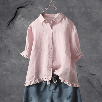 Blouse avec Manches Trois-Quarts Bouffantes et Ourlet Asymétrique pour Femme | Idéale pour un Usage Quotidien Décontracté