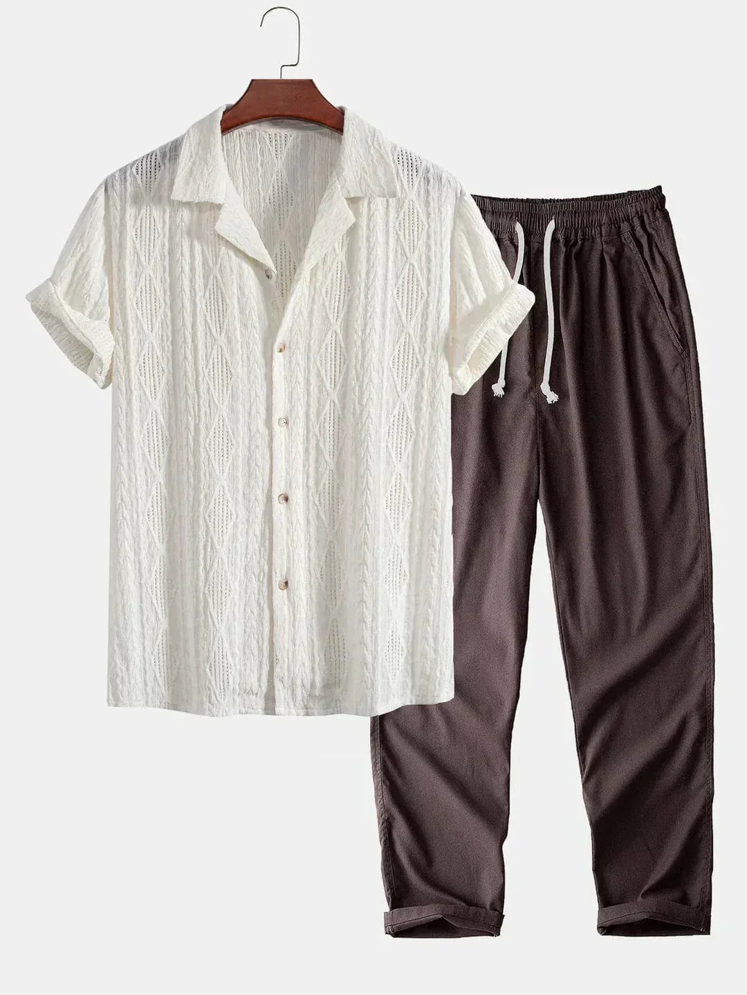 Ensemble Avec Chemise Manches Courtes Et Pantalon Long Pour Hommes | Idéal Pour La Saison Chaude