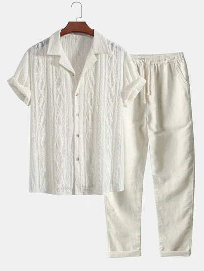 Ensemble Avec Chemise Manches Courtes Et Pantalon Long Pour Hommes | Idéal Pour La Saison Chaude