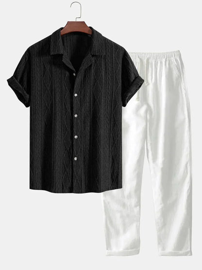 Ensemble Avec Chemise Manches Courtes Et Pantalon Long Pour Hommes | Idéal Pour La Saison Chaude