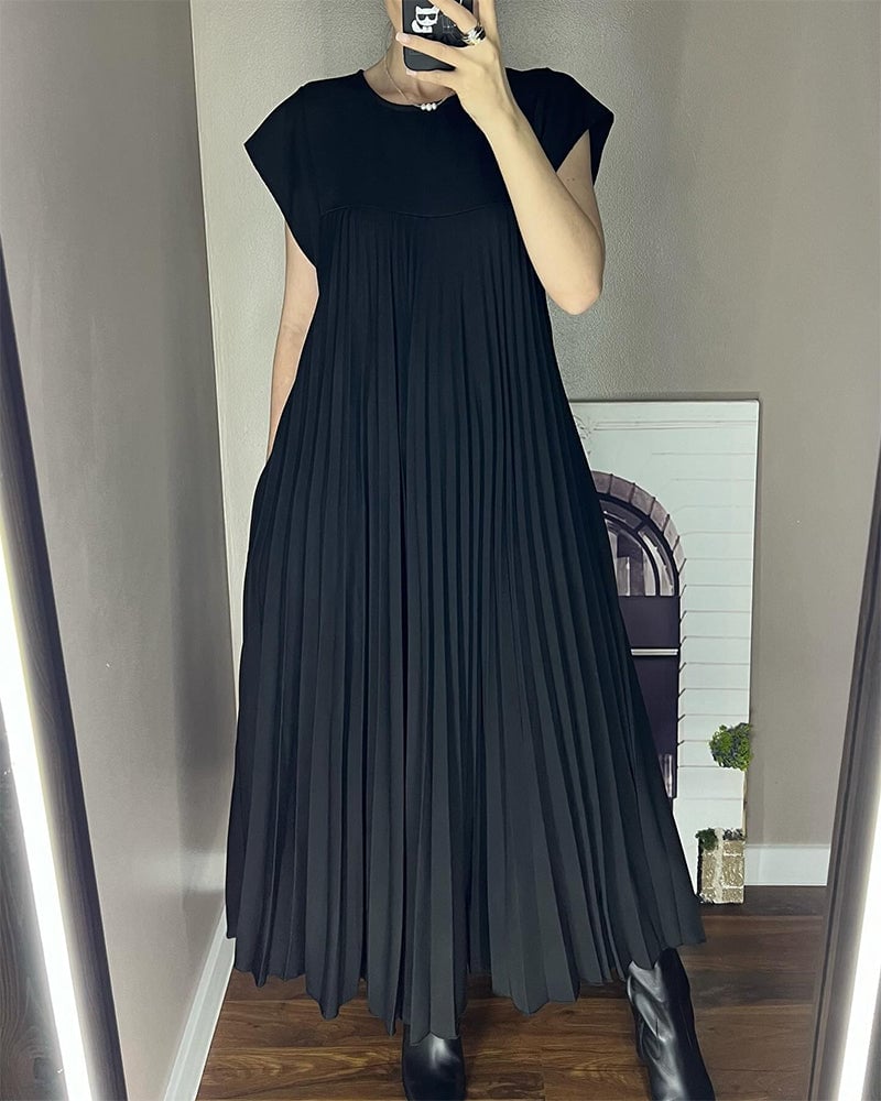 Robe Plissée Sans Manches Avec Poches Pour Femme | Idéale Pour le Printemps et l'Été
