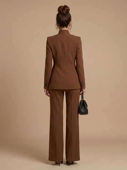 Ensemble tailleur à col montant pour femmes
