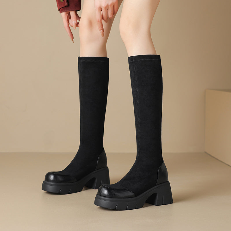 Bottes hautes à bout rapporté pour femmes