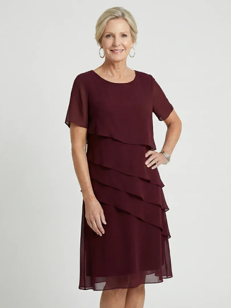 Robe À Superpositions Avec Col Rond Et Manches Courtes Pour Femme | Idéale Pour Toutes Les Saisons