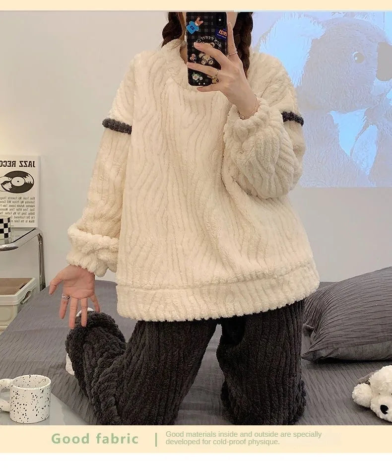 Ensemble Pyjama Deux Pièces Avec Haut Et Pantalon pour Femmes | Idéal pour L’Hiver Et Les Moments De Détente À La Maison