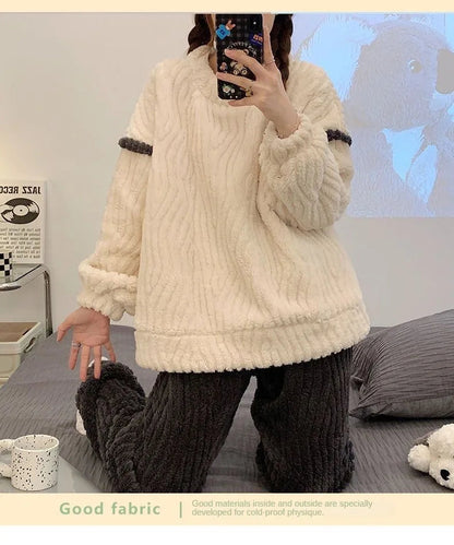 Ensemble Pyjama Deux Pièces Avec Haut Et Pantalon pour Femmes | Idéal pour L’Hiver Et Les Moments De Détente À La Maison