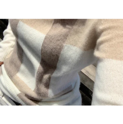 Pull à Manches Longues avec Motif à Carreaux et Col Roulé pour Femmes | Idéal pour l’Hiver et l’Automne