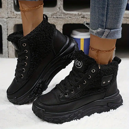 Bottines à lacets avec col contrastant pour femme | Idéales pour l'hiver