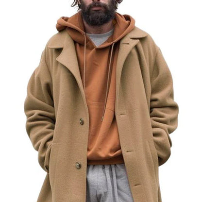 Manteau Long À Revers Et Fermeture Boutonnée pour Homme | Idéal pour L’Automne Et L’Hiver