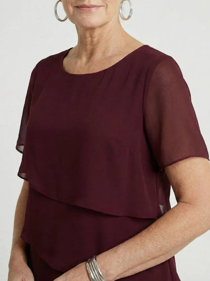 Robe À Superpositions Avec Col Rond Et Manches Courtes Pour Femme | Idéale Pour Toutes Les Saisons