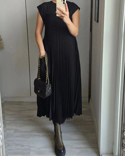 Robe Plissée Sans Manches Avec Poches Pour Femme | Idéale Pour le Printemps et l'Été