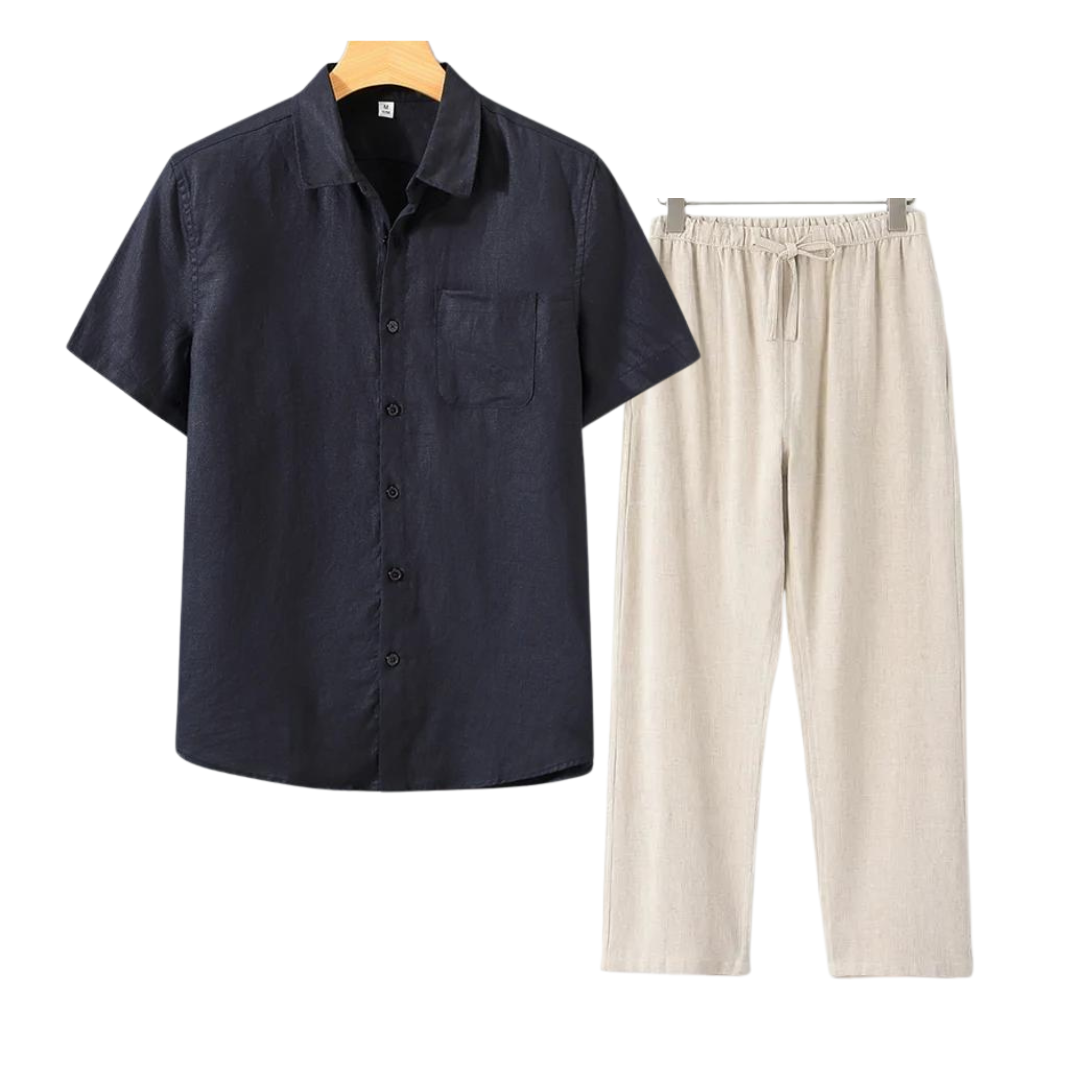 Ensemble Avec Chemise Et Pantalon Droit Pour Hommes | Idéal Pour L’Été