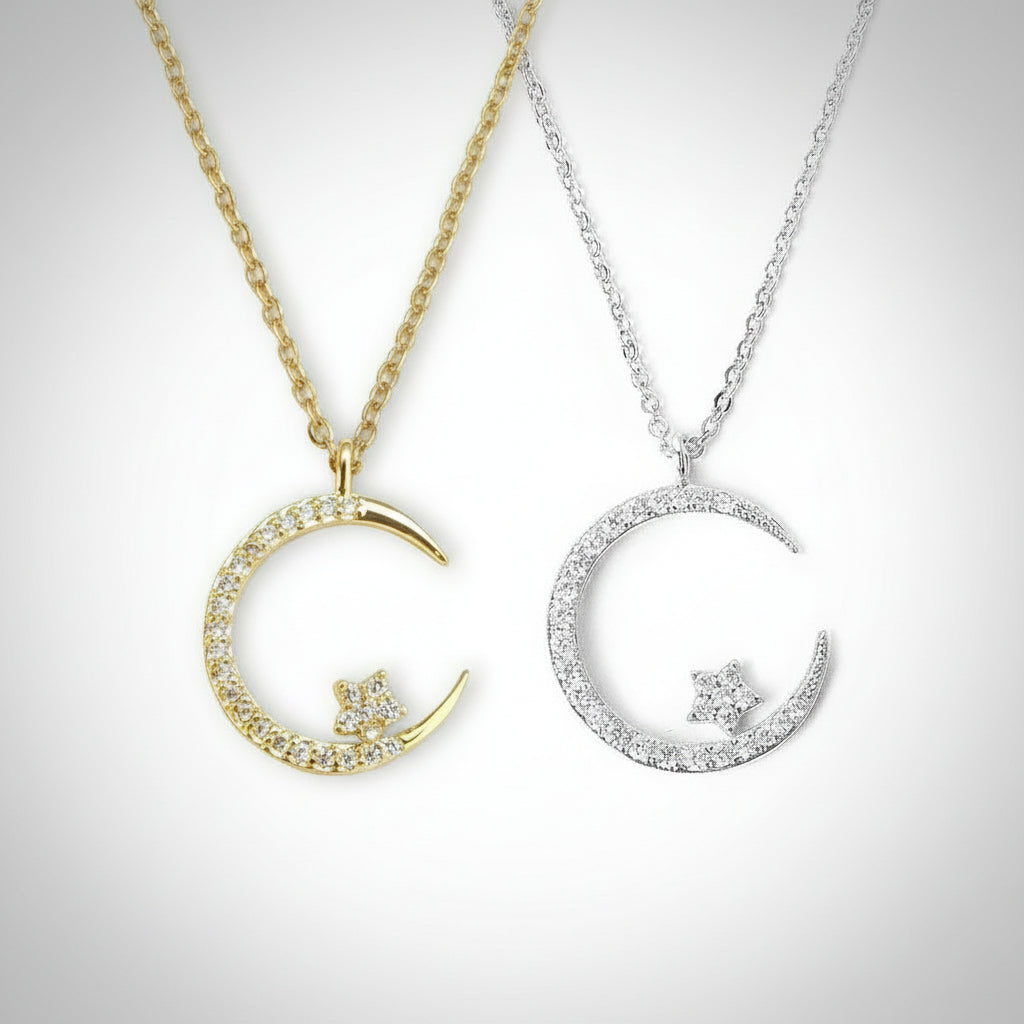 Collier avec Pendentif Lune Et Étoile pour Femme | Idéal pour Les Occasions Spéciales