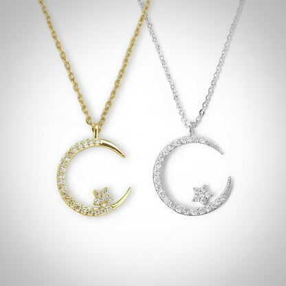 Collier avec Pendentif Lune Et Étoile pour Femme | Idéal pour Les Occasions Spéciales
