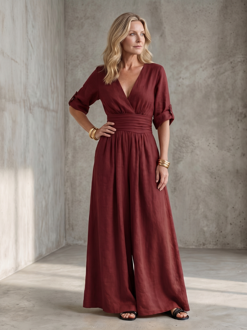 Combinaison croisée jambe large pour femmes