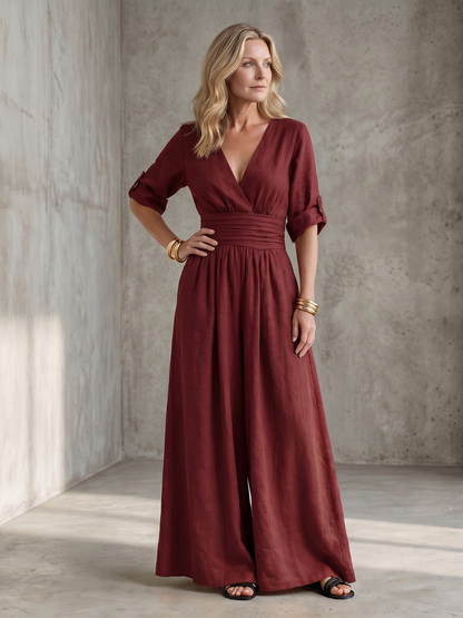Combinaison croisée jambe large pour femmes