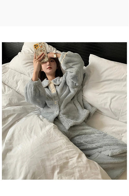 Ensemble Pyjama Deux Pièces À Manches Longues pour Femmes | Idéal pour L’Hiver Et Les Soirées À La Maison