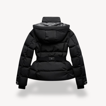 Doudoune Noire Matelassée avec Ceinture et Col Montant pour Femme | Idéale par Temps Froid
