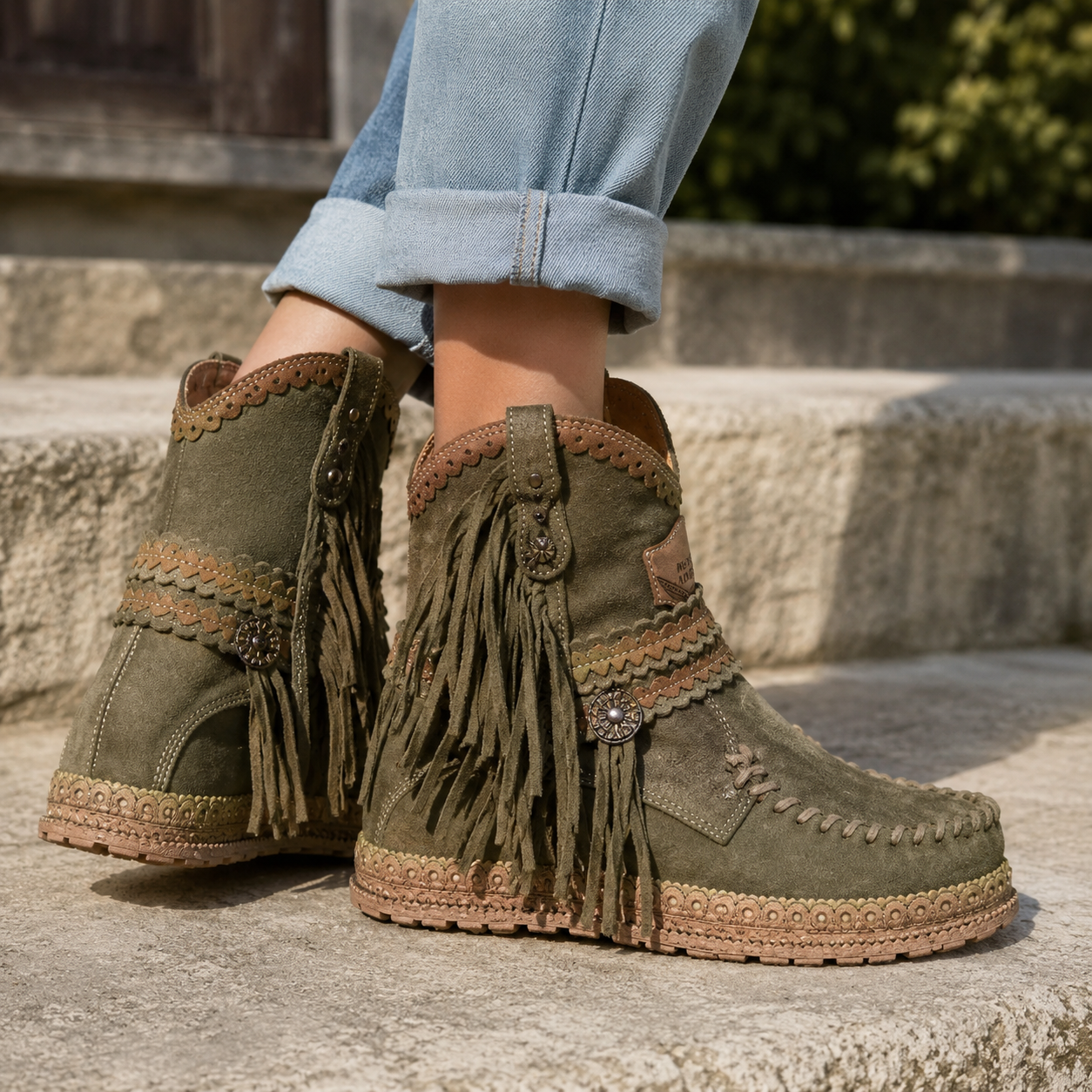 Bottines à franges avec semelle à plateforme pour femmes