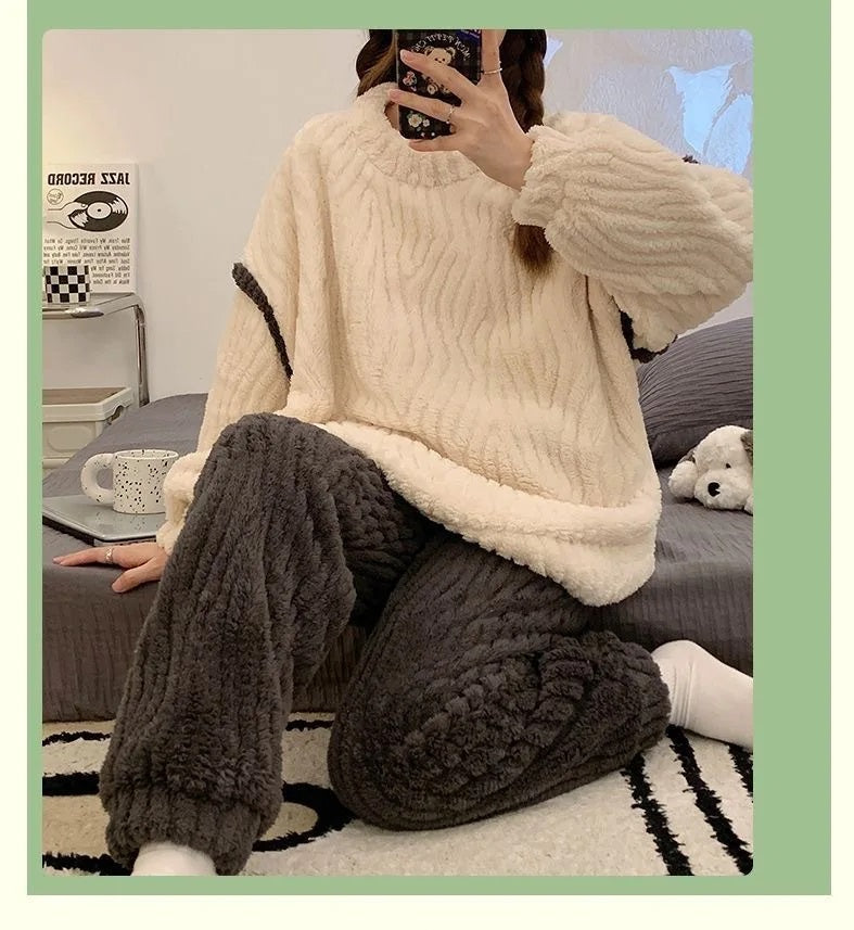 Ensemble Pyjama Deux Pièces Avec Haut Et Pantalon pour Femmes | Idéal pour L’Hiver Et Les Moments De Détente À La Maison