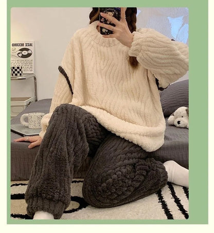 Ensemble Pyjama Deux Pièces Avec Haut Et Pantalon pour Femmes | Idéal pour L’Hiver Et Les Moments De Détente À La Maison